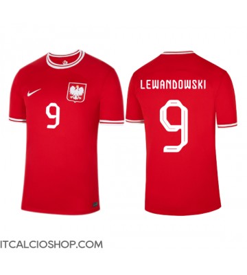 Polonia Robert Lewandowski #9 Seconda Maglia Mondiali 2022 Manica Corta